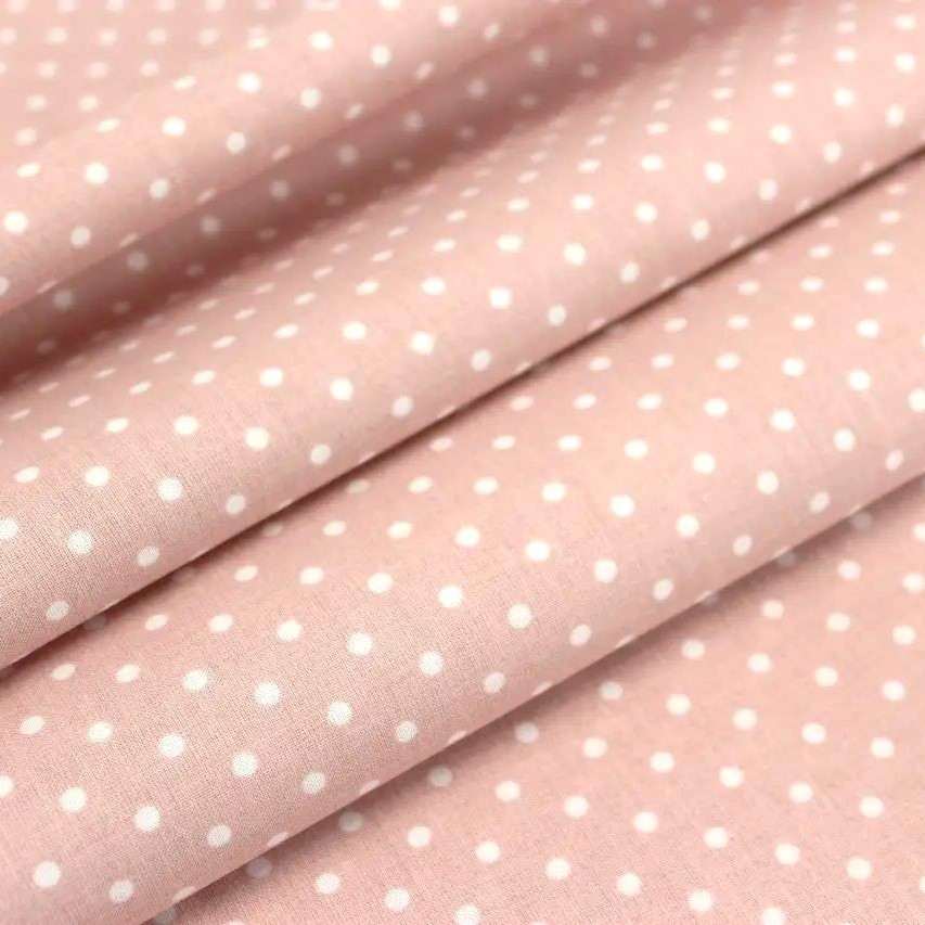 Tessuto a Pois Bianchi 4mm su Fondo Rosa Cipria — 1