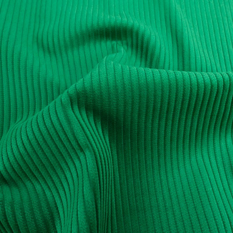 Tessuto Velluto a Coste Verde Basilico Coste larghe 5 mm — 4