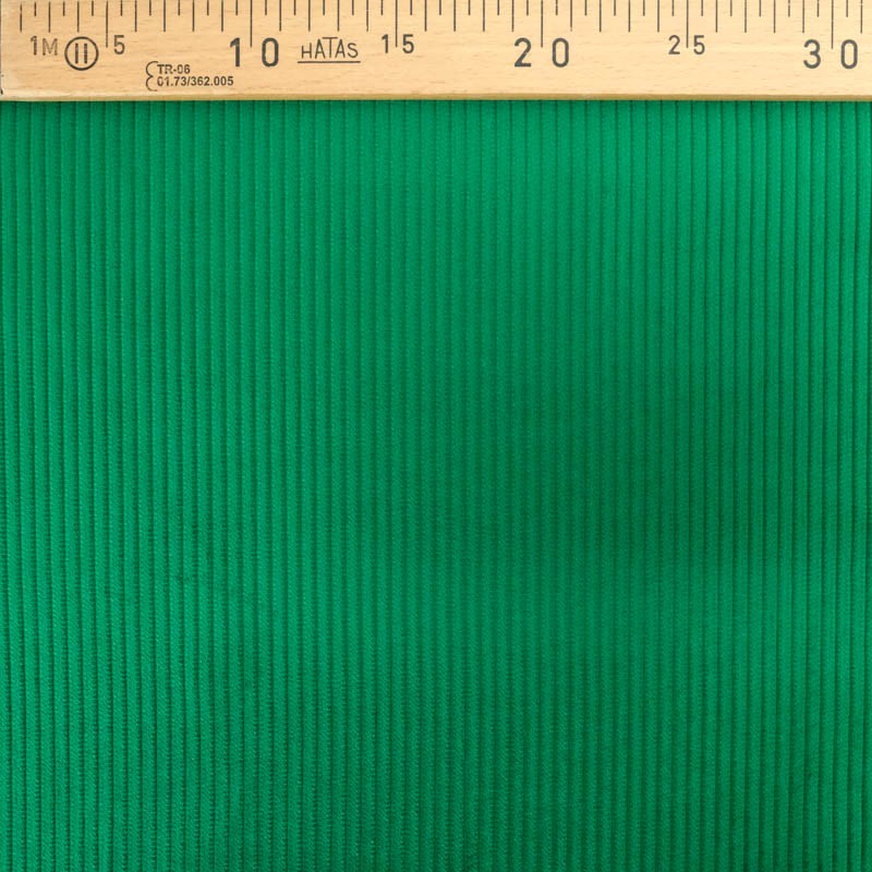 Tessuto Velluto a Coste Verde Basilico Coste larghe 5 mm — 2