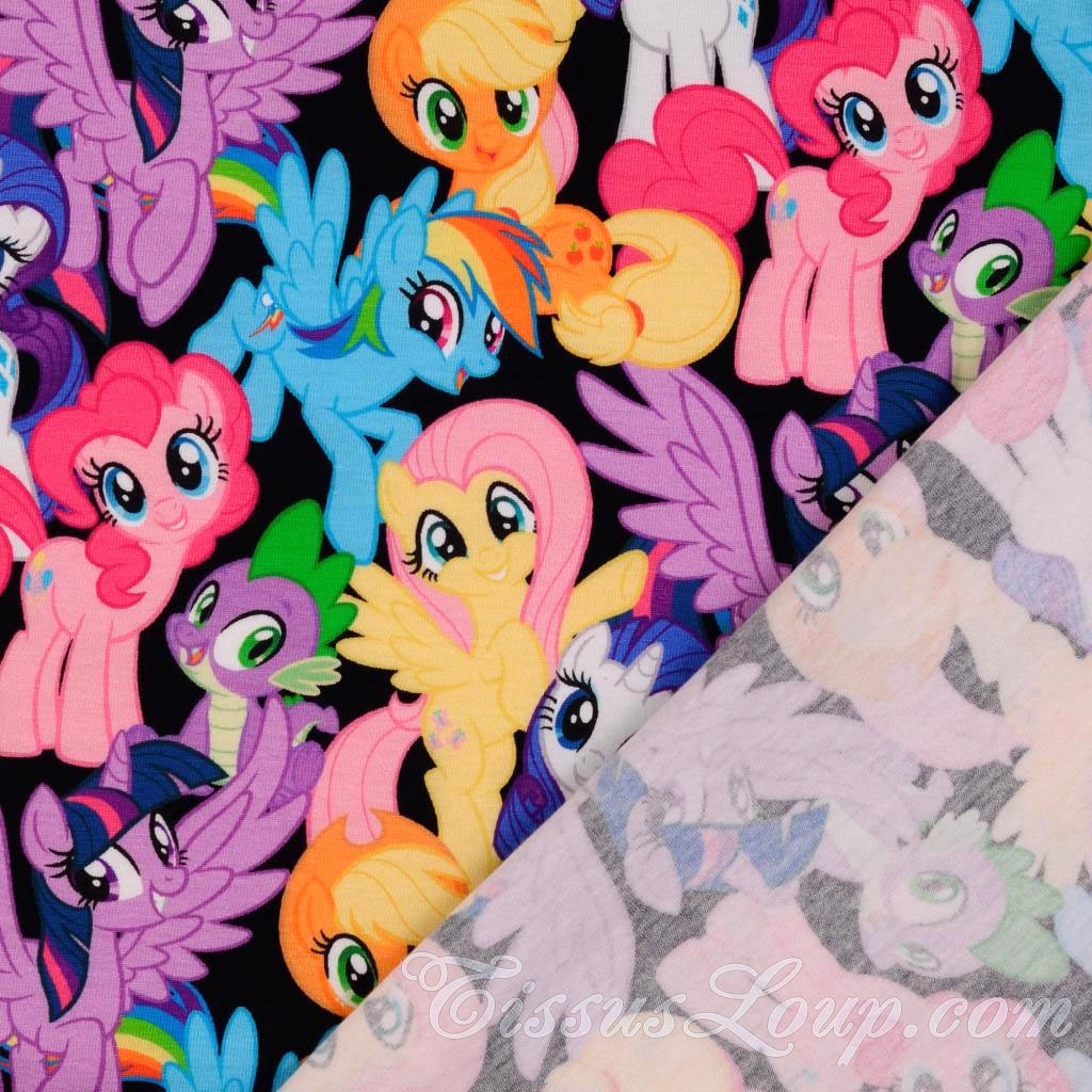 Tessuto Jersey My Little Pony su Fondo Nero Mio Mini Pony — 4